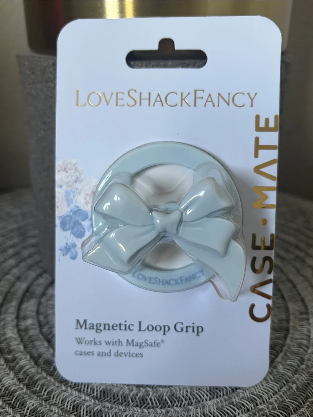 Love Shack Fancy X Casemate Magnetic Silicone Bow Phone Grip Whisper Blue